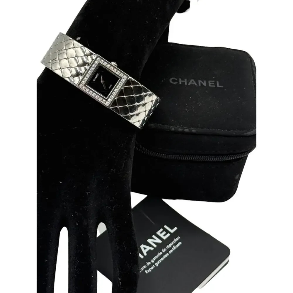 Chanel Matelassé Diamond Bezel Wristwatch